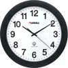 Lorell 12" Round Radio-controlled Wall Clock - Analog - Quartz - White Main Dial - Black/plastic Case