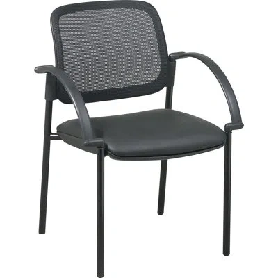 Lorell 23.5" W Leather Seat Waiting Room Chair With Metal Frame In Black Leatherette