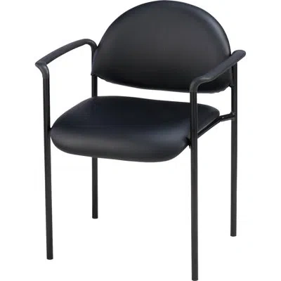 Lorell 23.75" W Stackable Vinyl Seat Waiting Room Chair With Metal Frame In Black