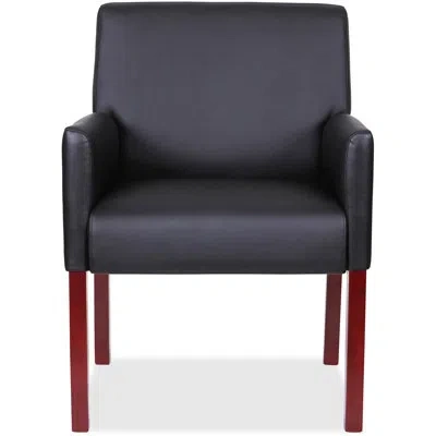 Lorell 28.5" W Leather Seat Reception Chair With Wood Frame In Black