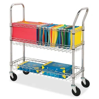 Lorell 35.38'' H X 13.62'' W File Cart With Wheels In Silver