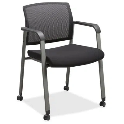 Lorell 35.5" W Fabric Seat Waiting Room Chair With Metal Frame In Black