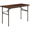 Lorell 48" Plastic Rectangular Folding Table In Mahogany