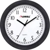 Lorell 9" Round Wall Clock - Analog - Quartz - White Main Dial - Black/plastic Case