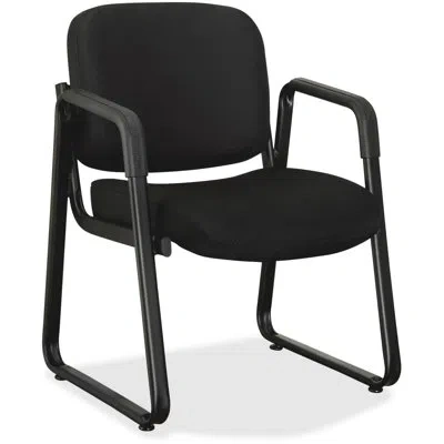 Lorell Black Leather Waiting Room Chair With Metal Frame In Fabric