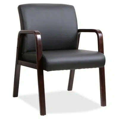 Lorell Black Leather Wood Frame Guest Chair In Espresso