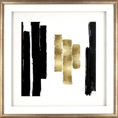 Lorell Blocks Design Framed Abstract Artwork - 29.50" X 29.50" Frame Size - 1 Each - Black, Gold In Black;white;gold
