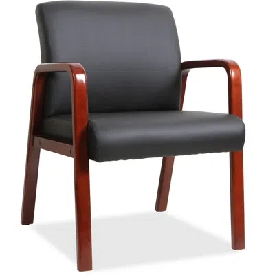 Lorell Bonded Leather Waiting Room Chair In Mahogany