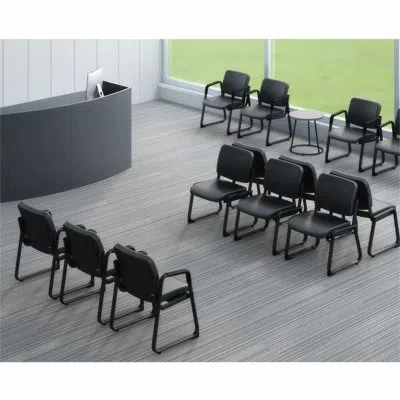 Lorell Deluxe Leather Guest Chair In Black