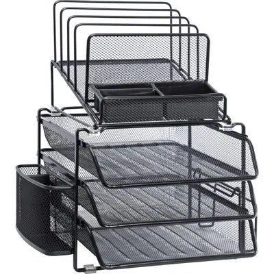 Lorell Divided 4-tier Desk Organizer In Black