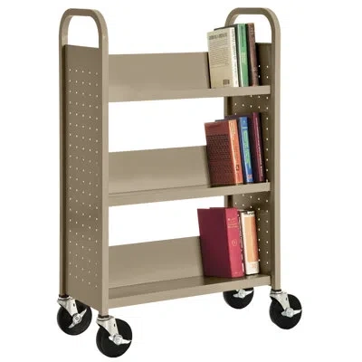 Lorell Fortress Sloped-shelf Book Cart In Tropic Sand
