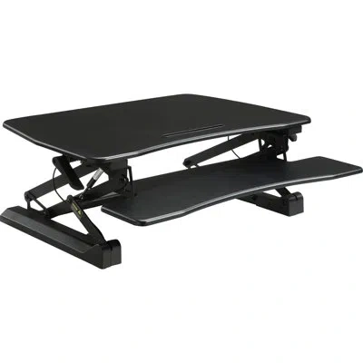 Lorell Gas Lift Monitor Height Adjustable Standing Desk Converter In Black