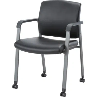 Lorell Healthcare Upholstery Guest Chair With Casters In Black