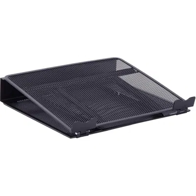 Lorell Mesh Laptop Stand - 3.5" Height X 13" Width X 11.5" Depth - Desktop - Steel, Metal - Black