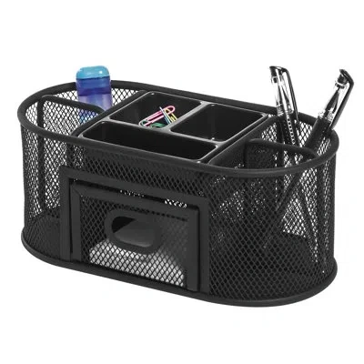 Lorell Mesh Steel Desk Organizer In Black