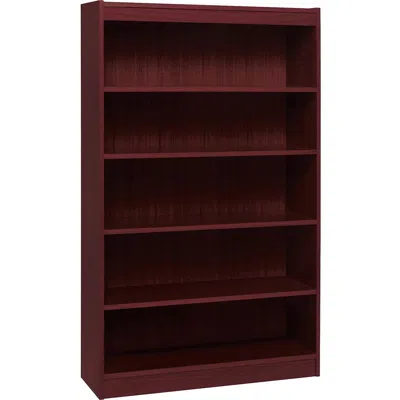 Lorell Panel End Hardwood Veneer Bookcase - 36" X 12" X 60" - 5 X Shelf(ves) - 550 Lb Load Capacity - Mahog