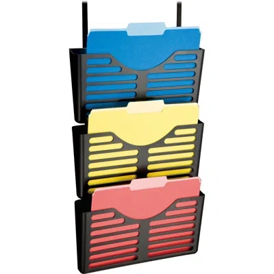 Lorell Plastic Triple Pocket Set Filing Open Hanging File In Black