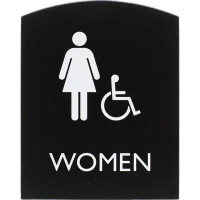 Lorell Restroom Sign - 1 Each - Women Print/message - 6.8" Width X 8.5" Height - Rectangular Shape - Easy R In Black