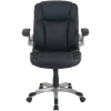 Lorell Soho Flip Armrest Mid-back Leather Chair In Black