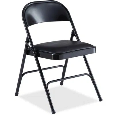 Lorell Vinyl Padded Folding Chair In Black