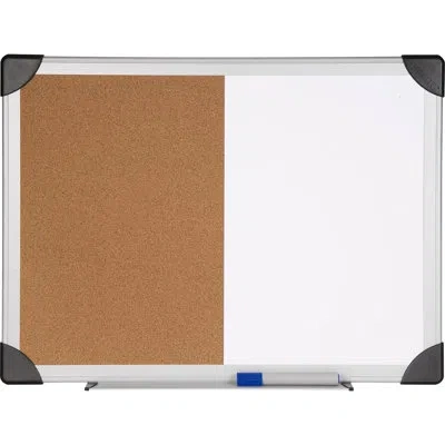 Lorell Wall Mounted Combination Bulletin Board In White;natural Cork