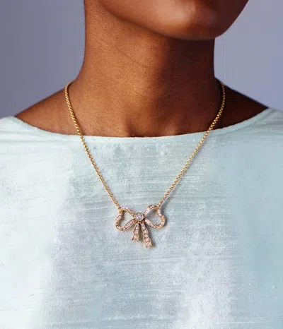 Loren Hope Betty Bow Necklace In Gold/crystal In Silver