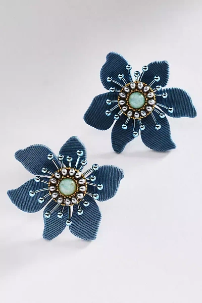Loren Hope Prescott Flower Earrings In Blue