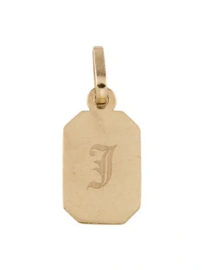 Pre-owned Loren Stewart 14k Letter 'j' Octagonal Id Pendant, 1" In Multicolor