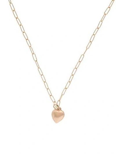 Pre-owned Loren Stewart 14k Puffed Heart Pendant Necklace, 16.5" In Multi