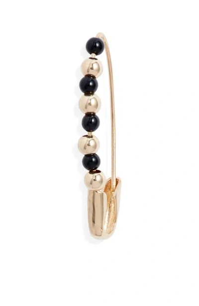 Loren Stewart Friendship Onyx & 14k Gold Safety Pin Earring