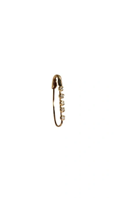 Loren Stewart Mini Diamond Prong Safety Pin Single Earring In 14k Yellow Gold & Natural Diamonds