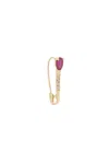 Loren Stewart Mini Gemstone Diamond Safety Pin Single Earring In Gold