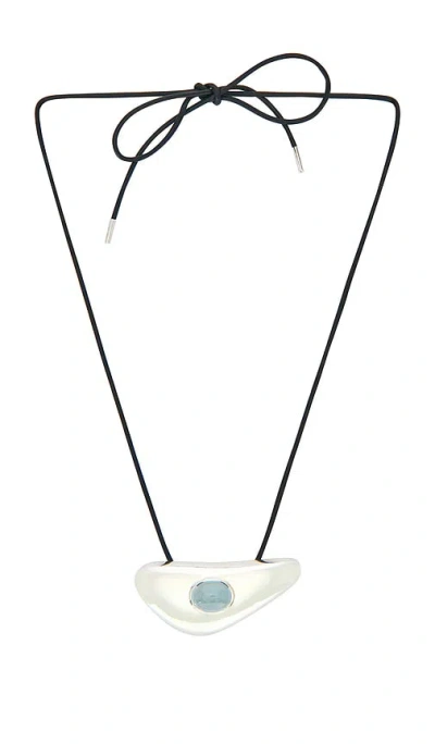 Loren Stewart Modernist Cord Pendant Necklace In Sterling Silver & Blue Topaz