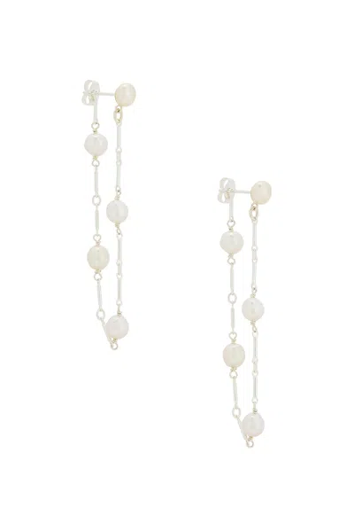 Loren Stewart Pearl Chain Earring In Sterling Silver