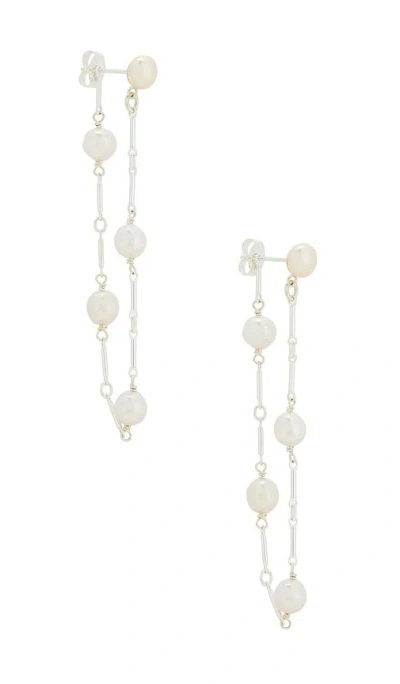 Loren Stewart Pearl Chain Earring In Sterling Silver