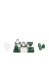 Loren Stewart Tic Tac Toe Set In Glass & Green Agate