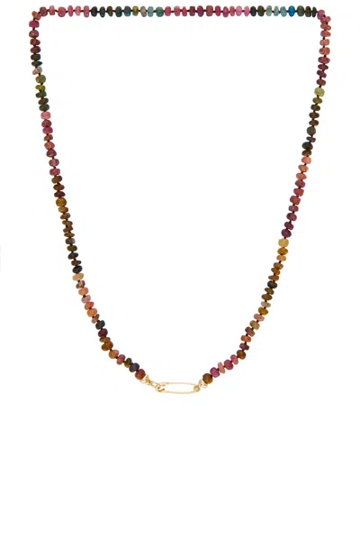 Loren Stewart Tourmaline Safety Pin Necklace In 14k Yellow Gold & Tourmaline Rondelle Be