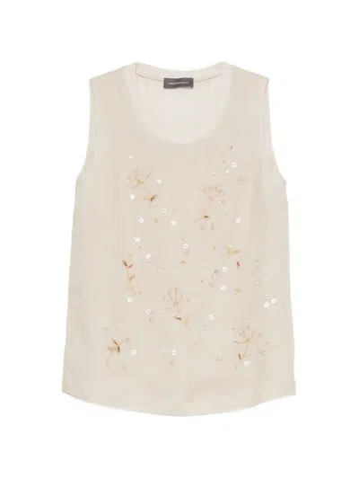 Lorena Antoniazzi Bead-embellishment Top In Neutral
