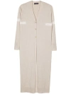 LORENA ANTONIAZZI BEIGE LONG RIBBED CARDIGAN