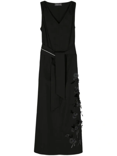 Lorena Antoniazzi Belted Cotton Midi Dress In Black