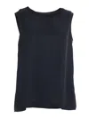 Lorena Antoniazzi Black Round Neck Tank Top In Blue