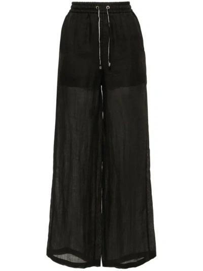 LORENA ANTONIAZZI BLACK SEMI-SHEER STRAIGHT-LEG PANTS