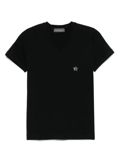 LORENA ANTONIAZZI BLACK STAR-APPLIQUÉ T-SHIRT