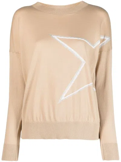 Lorena Antoniazzi Boatneck Knit Sweater With Subtle Zigzag Pattern In Pink