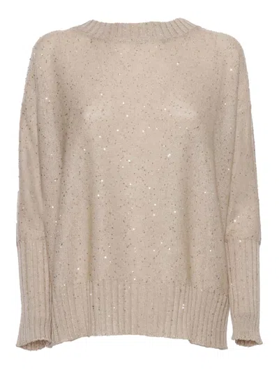 Lorena Antoniazzi Glittery Sweater In Beige