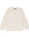 Lorena Antoniazzi Cable-knit Sweater In Neutrals