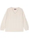Lorena Antoniazzi Cable-knit Sweater In Neutrals