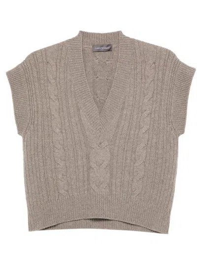 Lorena Antoniazzi Cable-knit Vest In Brown