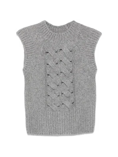 Lorena Antoniazzi Cable-knit Sleeveless Vest In Gray