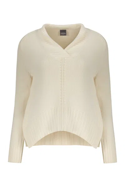 Lorena Antoniazzi Cashmere V-neck Sweater In White